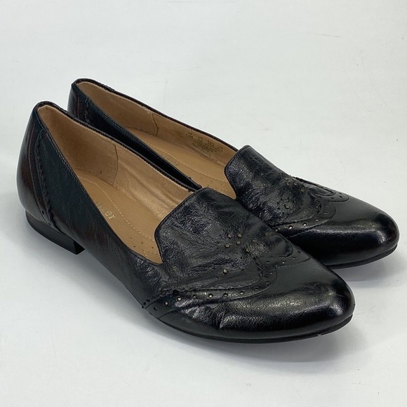 Naturalizer N5 Lerato Black‎ Leather Loafers Wingtip Studded Women Sz 7.5M (F8) - Picture 1 of 11